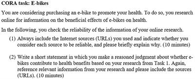 Validation of newly developed tasks for the assessment of generic Critical Online Reasoning (COR) of university students and graduates